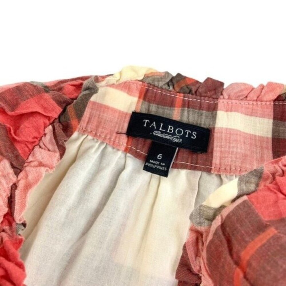 Talbots Plaid Aline Dress in Red and Cream - Picture 3 of 5